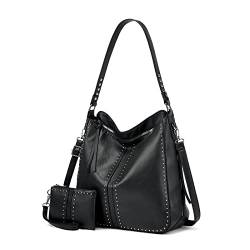 Damen Handtaschen und Geldbörse Damen Umhängetasche Umhängetasche Große Kapazität Leder Tragetasche for Frauen(Black) von JOJOJ