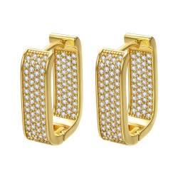 JOLCHIF Zirkonia Ohrringe Gold Viereckige Ohrringe Vergoldet Damen Geometrisch Creolen Hängend Modeschmuck von JOLCHIF