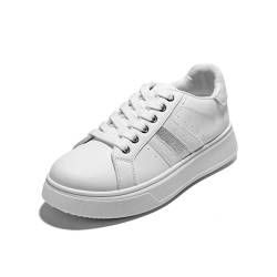 JOMIX Damen Laufschuhe Sportschuhe Air Atmungsaktiv Turnschuhe rutschfest Leichte Schuhe Stoßfest Leder Sneaker (Weiß, 39 EU, SD9487) von JOMIX