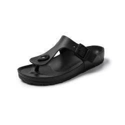 JOMIX Flip Flops Damen Sommer Verstellbar Schnalle Sandalen Elegant Badelatschen Meer Pool Strand Schwimmen Badeschlappen Gummi Schlappen Hausschuhe (Schwarz, 36 EU) von JOMIX