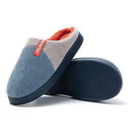 JOMIX Winter Hausschuhe Herren Bequeme Pantoffeln Lässige Warme Gefütterte Baumwollschuhe Indoor (Blau, 44 EU) von JOMIX