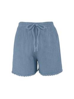 JOPHY & CO. Damen-Shorts, breit, Effekt, Rock, kurze Hose, 100 % Baumwolle, für Frühling, Sommer, Artikelnummer 9487, Jeans mit Spitze, L von JOPHY & CO.