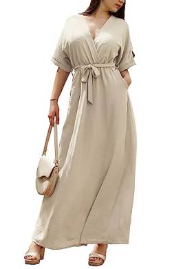 JOPHY & CO. Langes Kleid Casual mit V-Ausschnitt Code 7196, beige, S von JOPHY & CO.