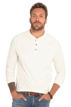 JP 1880 Herren Henley, OEKO-TEX, Langarm, Flammjersey, Rundhals, Knopfleiste, bis 8 XL T-Shirts, Offwhite, 56 von JP 1880