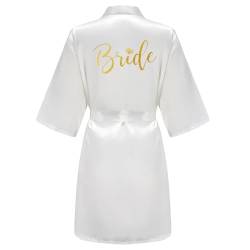 JPHCHSC Hochzeit Bride Brautjungfern Morgenmantel Bademantel Kimono Satin kurz Brautteam Satin Pyjama Bademäntel 020 von JPHCHSC