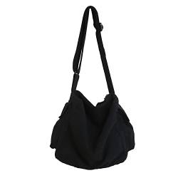 JQWSVE Canvas Messenger Bag Large Hobo Crossbody Bag with Multiple Pockets Canvas Shoulder Tote Bag for Women and Men, Schwarz, 11.5 * 10 * 9in von JQWSVE