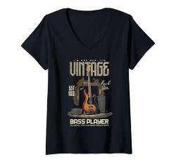 Damen Ich bin nicht alt, ich bin ein Vintage-Retro-Bassgitarrist T-Shirt mit V-Ausschnitt von JRRTS Bassgitarristen-Geburtstags-Designs