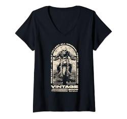 Damen Vintage Motorrad Biker Motorrad Geburtstag Geboren 2009 T-Shirt mit V-Ausschnitt von JRRTS Geburtstags-Motorrad-Designs