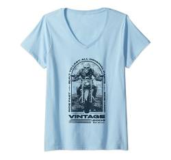 Damen Vintage Motorrad Biker Motorrad Geburtstag Geboren im Jahr T-Shirt mit V-Ausschnitt von JRRTS Geburtstags-Motorrad-Designs