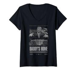 Damen Daddys Home Trump-Wahl 2024 im Weißen Haus T-Shirt mit V-Ausschnitt von JRRTS Trump Daddy's Home Lustige Designs