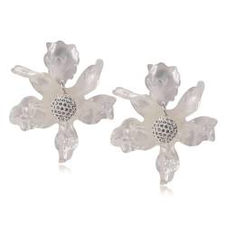 Damen-Ohrringe – Übertriebene Große Blumen, Acryl-Ohrhänger, Statement-Ohrstecker, Elegante Florale Ohrstecker Für Frauen, Teenager, Mädchen Und Damen, Weiß, Einheitsgröße von JRZEOCI