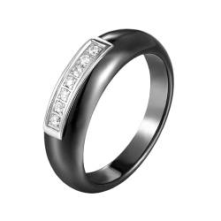 JRZEOCI 4 Mm Keramikringe, Eheringe Für Frauen Und Männer – Punk-Bling-Kristall-Bling-Paarringe, Verlobungsfingerring, Bequeme Passform, Größe 6–10, Schmuck, Schwarz, 6 von JRZEOCI