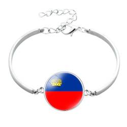 JRZEOCI Armband Mit Nationalflagge Von Liechtenstein Für Männer Und Frauen – Europäische Länder, Glasmuster, Cabochon-Anhänger, Armband, Armreifen, Origineller Schmuck Für Frauen, von JRZEOCI