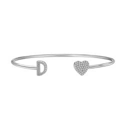 JRZEOCI S925-Armreifen Für Damen – Minimalistisches D-Alphabet-Herz-Diamant-Charm-Armband, Festival-Geburtstags-Muttertags-Armband, Schmuckzubehör, Wie Abgebildet, Verstellbar von JRZEOCI