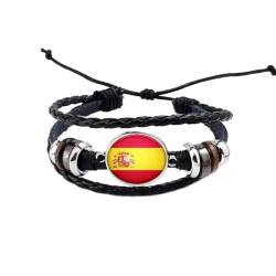 Perlenarmband Mit Spanischer Flagge – Mehrschichtige Geflochtene Flagge Für Damen Und Herren, Verstellbare Armbänder, Armreif, Feiertagsaktivität, Geschenke Für Fußballfans, Teenager, Schwarz, von JRZEOCI