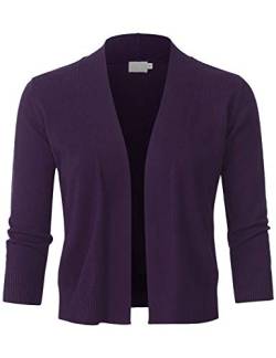 Jscend Damen Bolero-Strickjacke, 3/4-Ärmel, vorne offen, Gr. S ~ 3XL - Violett - Groß von JSCEND