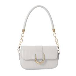 JSGHGDF PU Leder Umhängetasche Satteltasche Casual Unterarmtasche für Frauen Unterarmtasche Sattel Handtasche Geldbörse, weiß von JSGHGDF