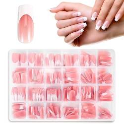 JSRQT 360 Stück Künstliche Nägel French Nails Medium Rechteckig Falsche Nägel Fake Nails Natürliche DIY False Nails False Nail Tips mit Nagelfeile Press on Nails Künstliche für Damen und Frauen von JSRQT