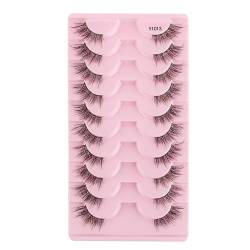 10 Paar Halbe Wimpern Falsche Wimpern Mit Flauschigem Wispy Akzent Natürlicher Look Handgefertigt Weich DIY Cluster Wimpern Packung Mit Nerz Falschenwimpern Natürliche Wispy Wimpern von JTQYFI