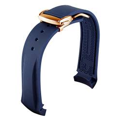 JUANZD Uhrband-Silikon-Gummi-Uhr-Armband kurvter Endsport-Strap-Klappschnalle kompatibel mit Omega Master-300 Planet Ocean 600 Eroberung(Blue rosegold,21mm) von JUANZD