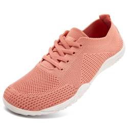 JUEQIBAA Barfußschuhe Damen Sneaker Schuhe Slip On Sportschuhe Barfussschuhe Turnschuhe Leichte Schlupfschuhe Hallenschuhe Leichte Freizeitschuhe Rosa 36 EU von JUEQIBAA