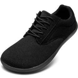 JUEQIBAA Barfußschuhe Herren Schuhe Breite Füße Weit Zehenschuhe Zero-Drop Sohle Freizeitschuhe Sneaker Sportschuhe für Herren Alle Schwarz EU 41 von JUEQIBAA