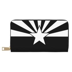 JUEXDEME Schwarze Arizona-Flagge, lang, Kunstleder, Clutch, schick, stilvolle Damen-Geldbörsen für moderne Frauen, großes Fassungsvermögen, Kartenhalter und Organizer-Taschen, strapazierfähige von JUEXDEME