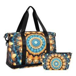 JUMBEAR Tribal Mandala-Sporttasche mit Nasstasche, Reisetasche für Damen und Herren, große Kapazität mit Schultergurt für Fitnessstudio, Reisen, Schwimmen, a, 48×22×39.5cm von JUMBEAR