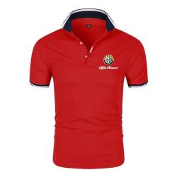 JUMBOZ Poloshirts für Herren Al-FA Rom-eo, Freizeit Bequem Slim-Fit Golf-Po.lo-Hemd, Atmungsaktives Sport Outdoor Kurzarmshirt Trainingsshirt -Red||XL von JUMBOZ