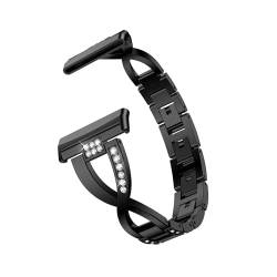 JUNCHENGBAO Edelstahl Kompatibel Mit Versa3 Armband Ersatz Stabile Uhr Strap Kompatibel Mit Versa 3/Sense Armband Armband(Black,For Versa 3) von JUNCHENGBAO