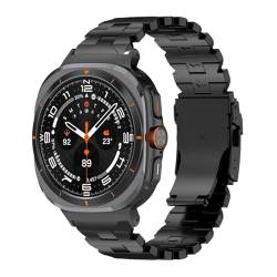 JUNCHENGBAO KEINE Lücken Titan Metallband Kompatibel Mit Galaxy Watch 7 Ultra 47mm Silber Link Armband Kompatibel Mit Watch 7 Ultra 47mm Curved End Strap(Black) von JUNCHENGBAO