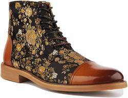 JUSTINREESS England Adam Herren-Stiefelette aus Leder mit Blumenmuster, braun, 44 EU von JUSTINREESS ENGLAND