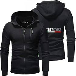 JUVENIL Hoodie DU.CA.Ti Jacke Herren mit Kapuze in Bekleidung,Zip Up Kapuzenjacke Sweatjacke,Casual Kapuzenpullover Geschenke für Männer-Black||S von JUVENIL