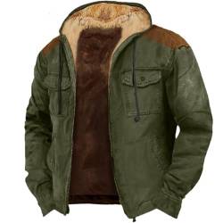 JUZILO Gefütterte Jacke Herren Winterjacke 2024 Herbst Winter Dicker Warme Gefütterte Polar-Fleece Sweatjacke Outdoor Lässiger Baqueme ÜbergangsJacke Wind von JUZILO