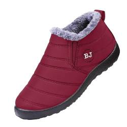 JXpxbao Herren-Schneestiefel, Warme Fleece Rutschfeste Stiefeletten, Plüsch Bequeme Outdoor-Wanderschuhe, Gefütterte Trekkingschuhe, Winter (Rot,40) von JXpxbao