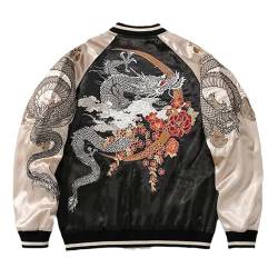 JYHBHMZG Bestickte Sukajan-jacke für Frauen & Männer. Satin Drachen-Phoenix. Herbst-Baseballkleidung. Dragon jacket M von JYHBHMZG