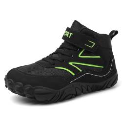 JYukaichen Kinder Barfußschuhe Jungen Mädchen Leichtigkeit Atmungsaktiv rutschfest Outdoor Wanderschuhe Trekking Fitnessschuhe Breite Minimalistische Barefoot Sneaker, Schwarz, 36 von JYukaichen