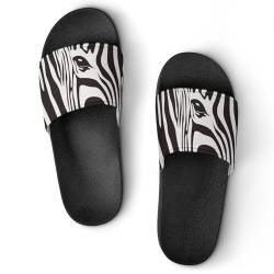 JZemdybill Duschpantoffeln Zebra Streifen Sliders für Damen und Herren rutschfeste Slides, Black Style, 40 2/3 EU von JZemdybill