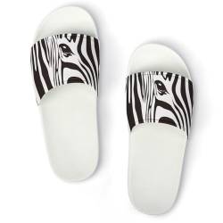 JZemdybill Duschpantoffeln Zebra Streifen Sliders für Damen und Herren rutschfeste Slides, Weißer Stil, 41 1/3 EU von JZemdybill