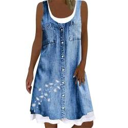 Jabidoos Jeanshemd Damen Lang : Button Down Jeans Sommerkleid Jeanskleid Knielang V-Ausschnitt Kurzarm Maxikleid Denim Kleid Lange Sommer Locker Blusenkleid Hemdkleid von Jabidoos