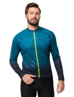 Jack Wolfskin Herren MOROBBIA FZ L/S Print M Fahrradtrikot, Blue Daze, XL von Jack Wolfskin