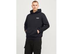 Kapuzensweatshirt JACK & JONES PLUSSIZE "JJOLIVE SWEAT HOOD PLS" Gr. 4XL, schwarz (black print:jack, jones) Herren Sweatshirts von Jack & Jones PlusSize