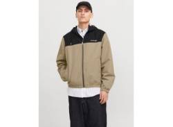 Blouson JACK & JONES "JJELEGACY LIGHT JACKET HOOD NOOS" Gr. S, coriander detail:schwarz blocking, Herren, Web, Obermaterial: 100% Polyester, colorblocking, Jacken, mit Logo Schriftzug von Jack & Jones