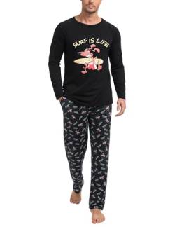 Jahetuul Schlafanzüge für Herren Baumwolle Pyjama Jungen Lounge Set lustig Pyjama Langarm Schlafanzug Männer Pijama Schlafanzughose locker Zweiteiler von Jahetuul