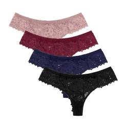 Jahetuul Tanga Damen String sexy Unterwäsche für Frau Unterhose 4er Pack Slips Tanga mit Baumwollzwickel Taillenslips Nahtlose Dessous Unterwäsche von Jahetuul