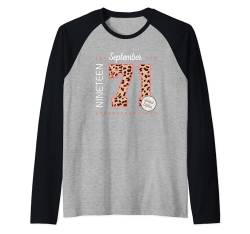 1971 September Monat Geburtsjahr Limited Edition Geburtstags Raglan von Jahrgang 1971 Leoparden Muster Geschenke für Frau