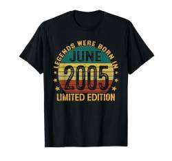 20.Geburtstag Legenden Wurden Im Juni 2005 20 Jahre Alt T-Shirt von Jahrgang 2005 20. Geburtstag für Männer Frauen