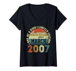 Damen Jahrgang März 2007 18 Jahre Geschenk 18. Geburtstag T-Shirt mit V-Ausschnitt von Jahrgang 2007 18. Geburtstag für Männer Frauen