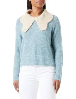 Jalene Damen Preppy Strickjacke mit unregelmäßigem Revers Hellblau Größe M/L von Jalene