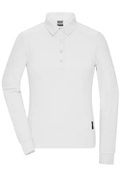 James & Nicholson Damen Bio Workwear Longsleeve Polo - Pflegeleichtes Langarm Poloshirt aus Bio-Baumwolle | Farbe: White | Grösse: XS von James & Nicholson